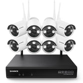 3MP 10-Channel Wireless Security Camera System, 8MP NVR,  8pcs 3MP WiFi IP Cameras, Audio Recording, AI Human Detection, Work With Alexa